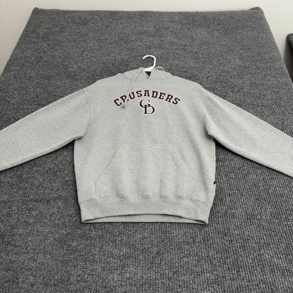 Crusaders Pennant Sportswear Hoodie XS Grey Cotton Pullover Athletic Streetwear